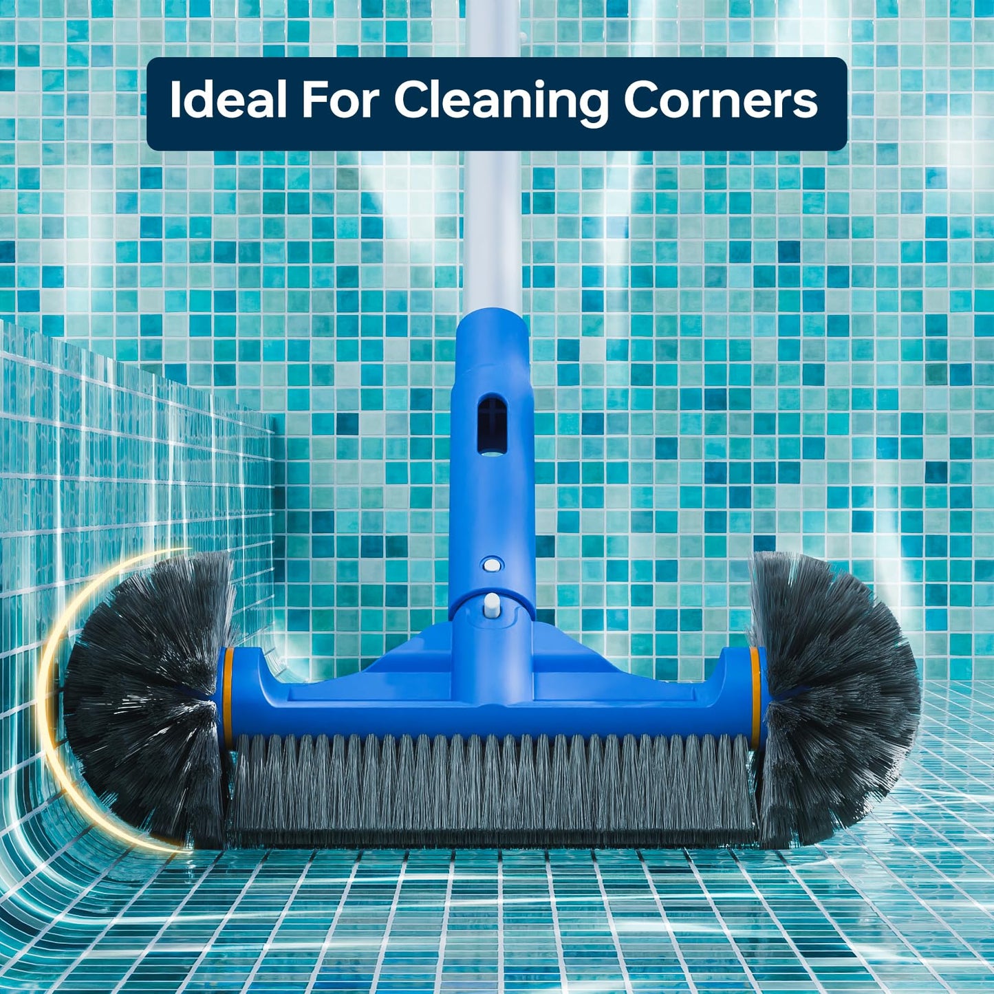 Sepetrel Deluxe Swimming Pool Cleaning Kit Including Half-Deep Fine Mesh Pool Leaf Skimmer Net,12" Round Pool Brush Head & 70.5" Pole, for Above Ground Pools,Ponds,Spas,Hot Tubs