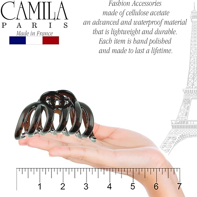 Camila Paris AD718 2PK French Octopus Hair Clip, Large Clips for Thick Hair, Girls Big Claw Clip for Long Hair, Durable Women's Clips With Strong No-Slip Grip, Made in France