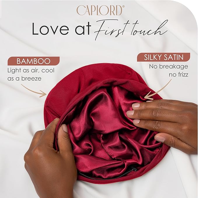 CAPLORD Satin Bonnet for Sleeping, Curly Hair Wrap Sleep for Men, Adjustable Silk Beanies for Women, Silk Hair Bonnet