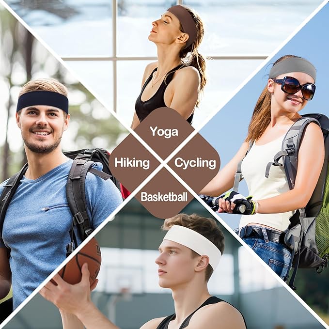 Panleding 12 Pack Headbands for Women, Elastic Soft Hair Bands for Workout, Yoga, Running, Fitness