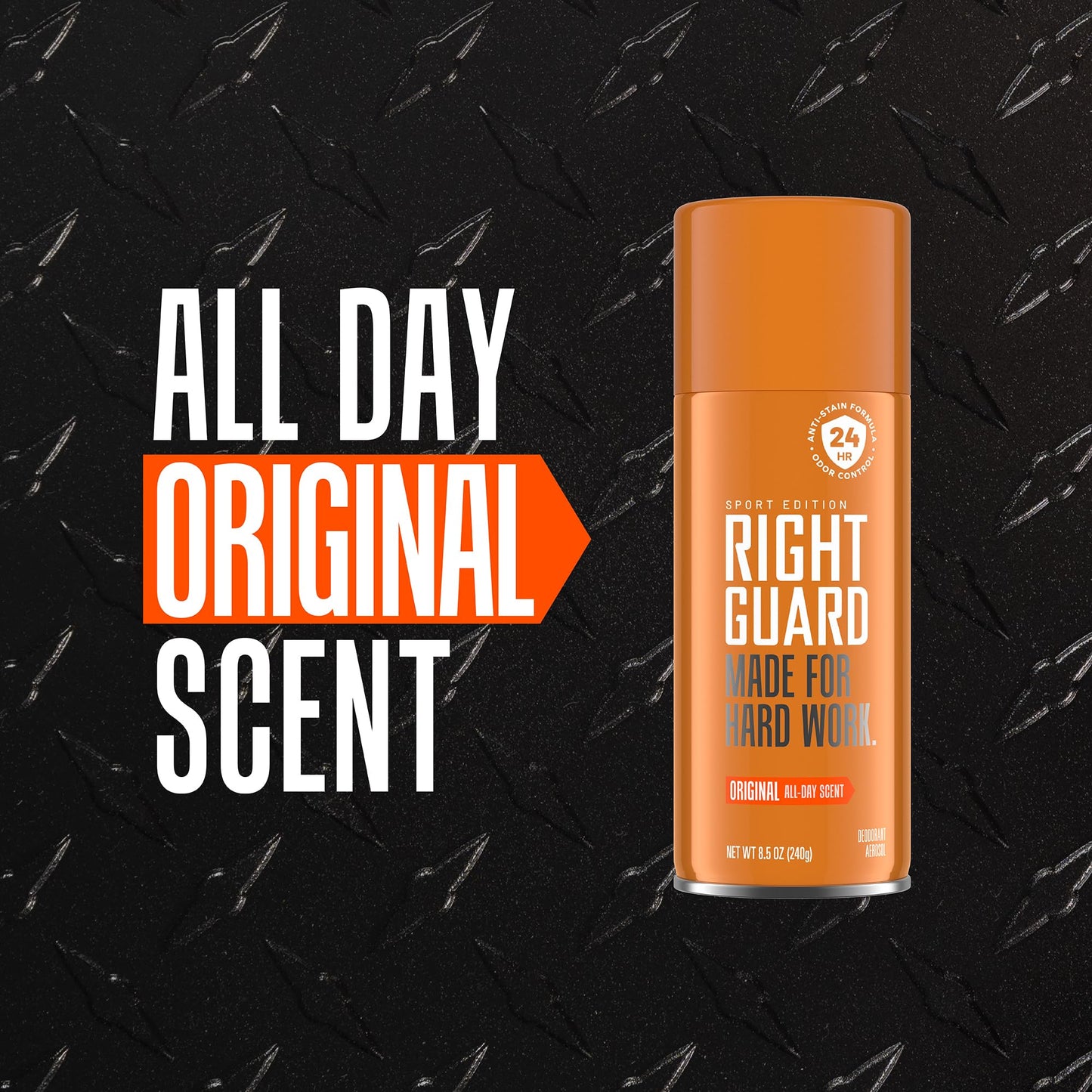 Right Guard Sport Original Scent Deodorant Spray - Aluminum Free Spray Deodorant for Men, 24-Hour Odor Protection, Anti-Stain, & Long-Lasting, 8.5 oz (3 Pack)