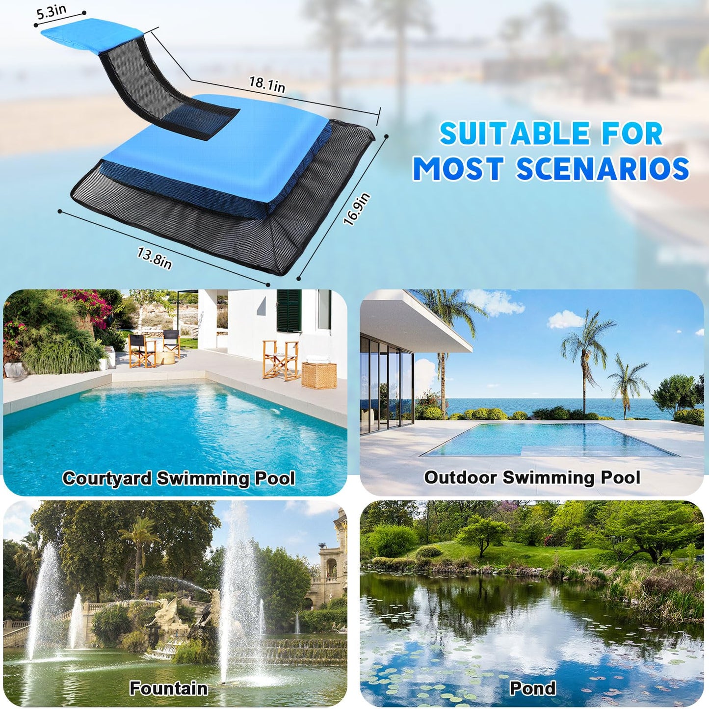 Weallere Animal Saving Escape Ramp,Animal Saver for Swimming Pool Critter, Rescue for Toads, Lizards, Ducks, Snakes, Chipmunk, Mice, Blue 2pcs