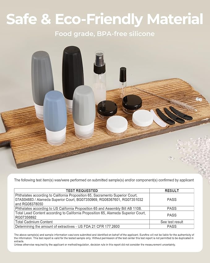 BAGSMART 18 Pack TSA Approved Travel Bottles for Toiletries, Leak Proof Silicone Travel Size Containers Bottles for Shampoo, Earth Tone