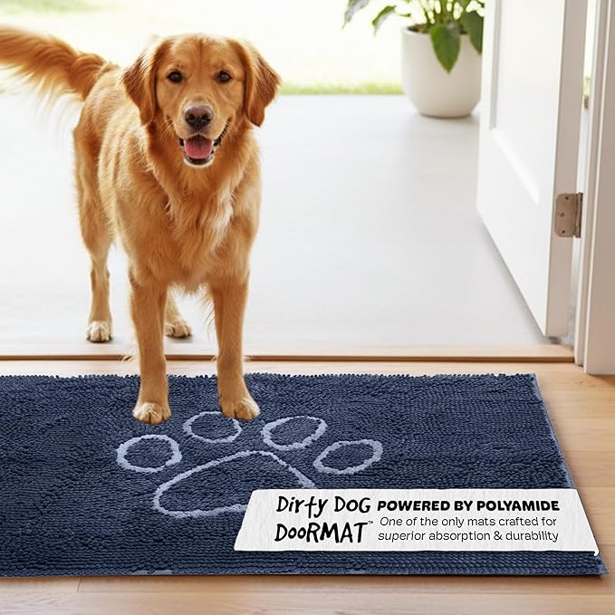 Dog Gone Smart Dirty Dog Doormat - Fast Drying Rug with Super Gripper Backing for Clean Floors - Super Absorbent and Machine Washable Mat for Muddy Paws - Mist Grey
