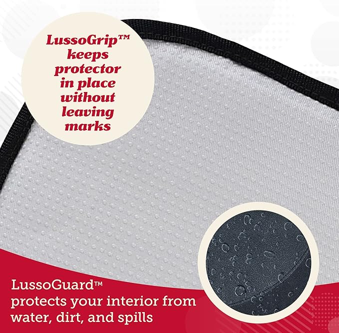 Lusso Gear Car Seat Protector - 2-Pack Waterproof Padded Shield & Mesh Pockets for Baby Travel Gear - Universal Fit Seat Covers for Cars & SUVs - Non-Slip Heavy-Duty Protection - Gray, Universal Fit