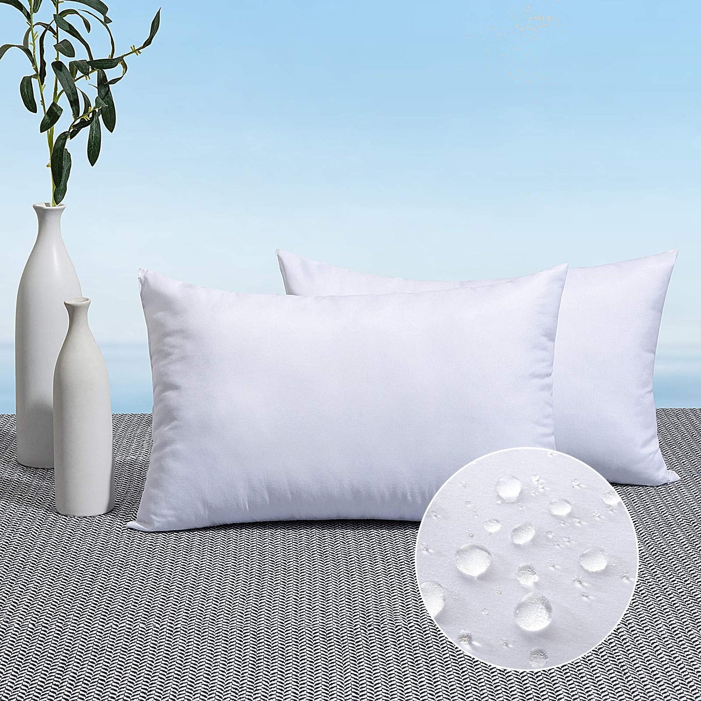 MIULEE Pack of 2 14x20 Outdoor Pillow Inserts, Outdoor Throw Pillows Water-Resistant Decorative Premium Lumbar Pillow Stuffer Sham for Porch Swing Couch Sofa Cushion Patio Furniture