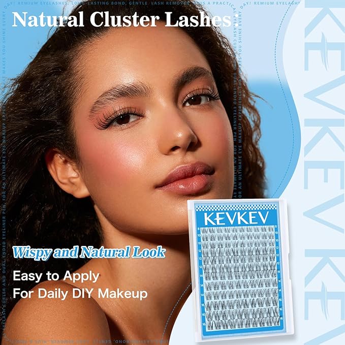 Wispy Lash Clusters Invisible Ultra-Thin Band Natural Eyelash Clusters 8-16mm Soft Cluster Eyelash Extensions Mix Length Ultra-Light Natural Look Natural Lash Clusters DIY Lash At Home(Wispy01)