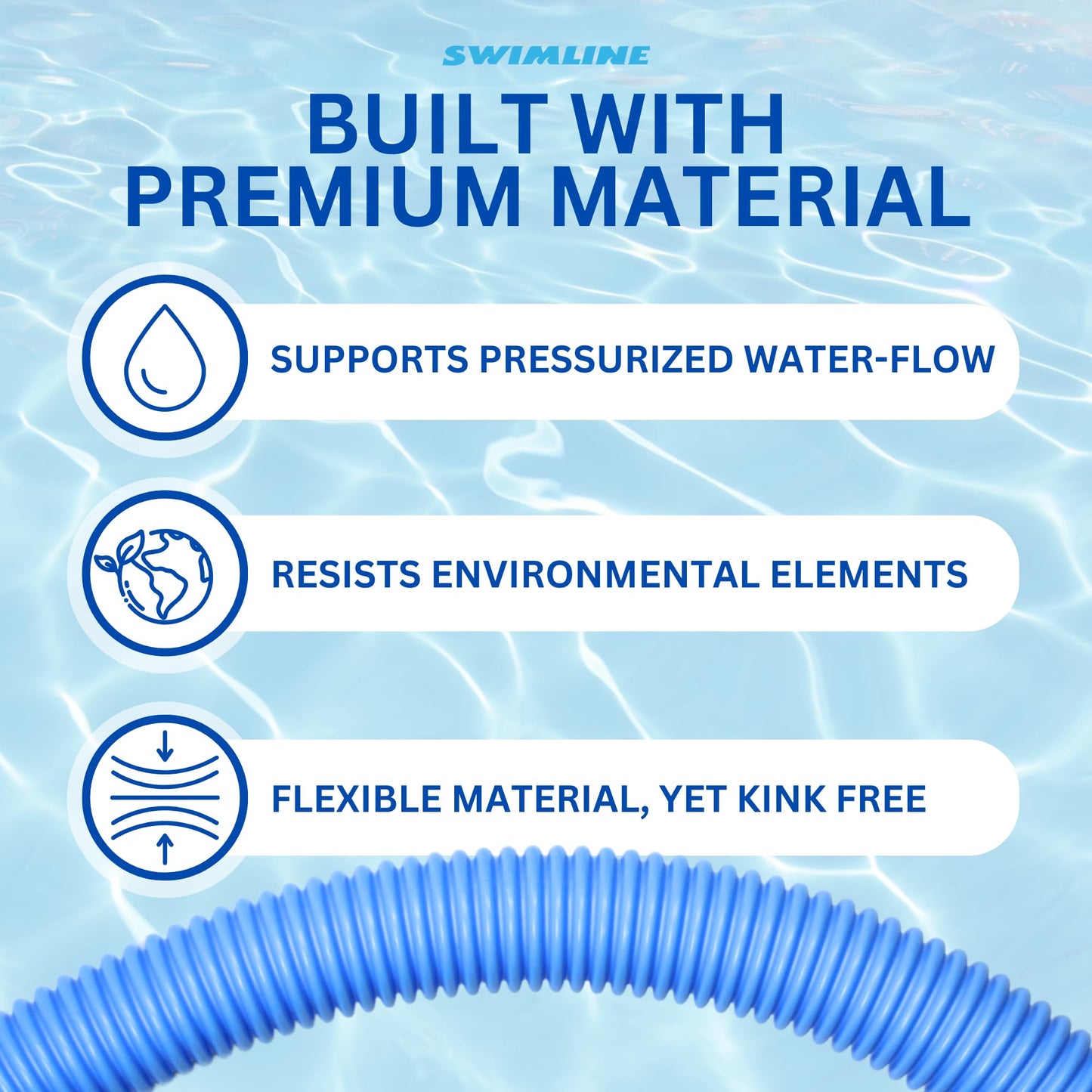 SWIMLINE HYDROTOOLS Standard Swimming Pool Vacuum Hose 1.25" X 18' For Inground Pools - Compatible With Vacuum Heads, Skimmers, Filter Pump Inlets, Above Ground Pools And Other Pool Accessories