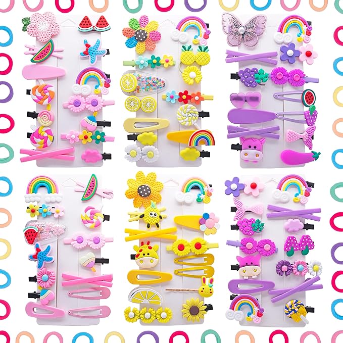 84PCS Hair Accessories for Girls Little Girl Hair Clips Barrettes for Baby Toddler Teens Women Kids Cute Candy Colorful Flower Gift for 4-12 Ages (Toddler Hair Accessories)