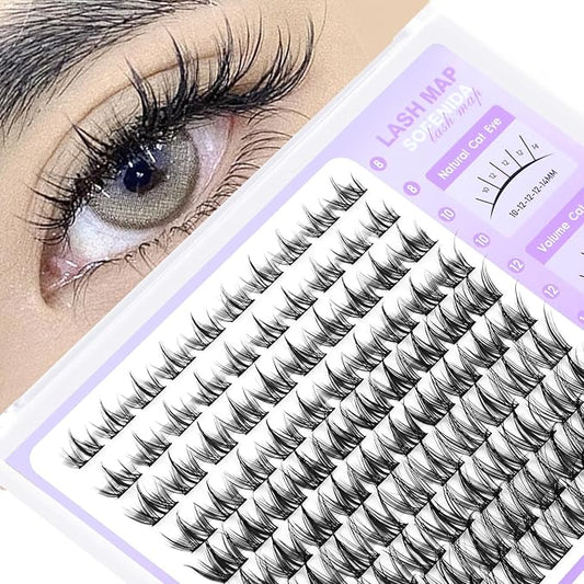 SOFENIDA Natural Lash Clusters Manga Lash Clusters 8-16mm Cluster Eyelash Extensions Eyelash Extension Individual Lash Wispy Eyelashes Clusters
