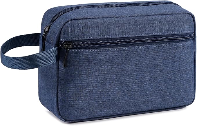Travel Hanging Toiletry Bag with Carry Handle - Water-Resistant Small Cosmetic Organizer for Men & Women, Makeup, Shaving Kit, Gym & Travel Essentials (Blue)