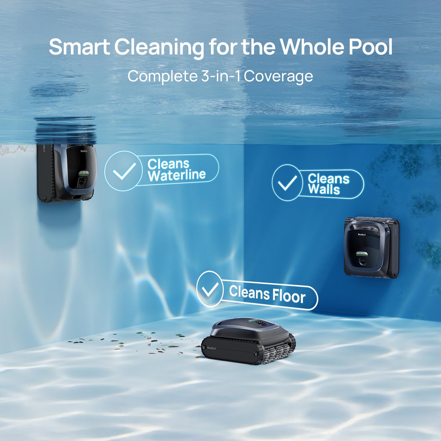 (2025 Upgrade) Beatbot AquaSense 2 Cordless Robotic Pool Vacuum Cleaner, Smart Surface Parking, Double-Pass Waterline Scrubbing, Cleans Floor, Walls and Waterline