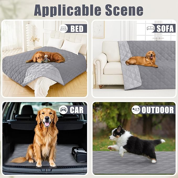Smiry Waterproof Dog Bed Cover Blanket 52x82, Soft Reversible Pet Blanket, Washable Leakproof Cats Dogs Couch Cover for Sofa, Couch, Furniture, Grey/Light Grey