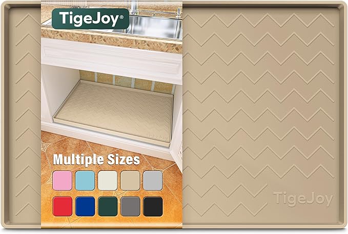 TigeJoy Under Sink Mat 28" x 22", Silicone Mats in Kitchen Bathroom Organizers and Storage, Waterproof Protector for Drawer Shelf and Cabinet Liner, Flexible Drip Tray