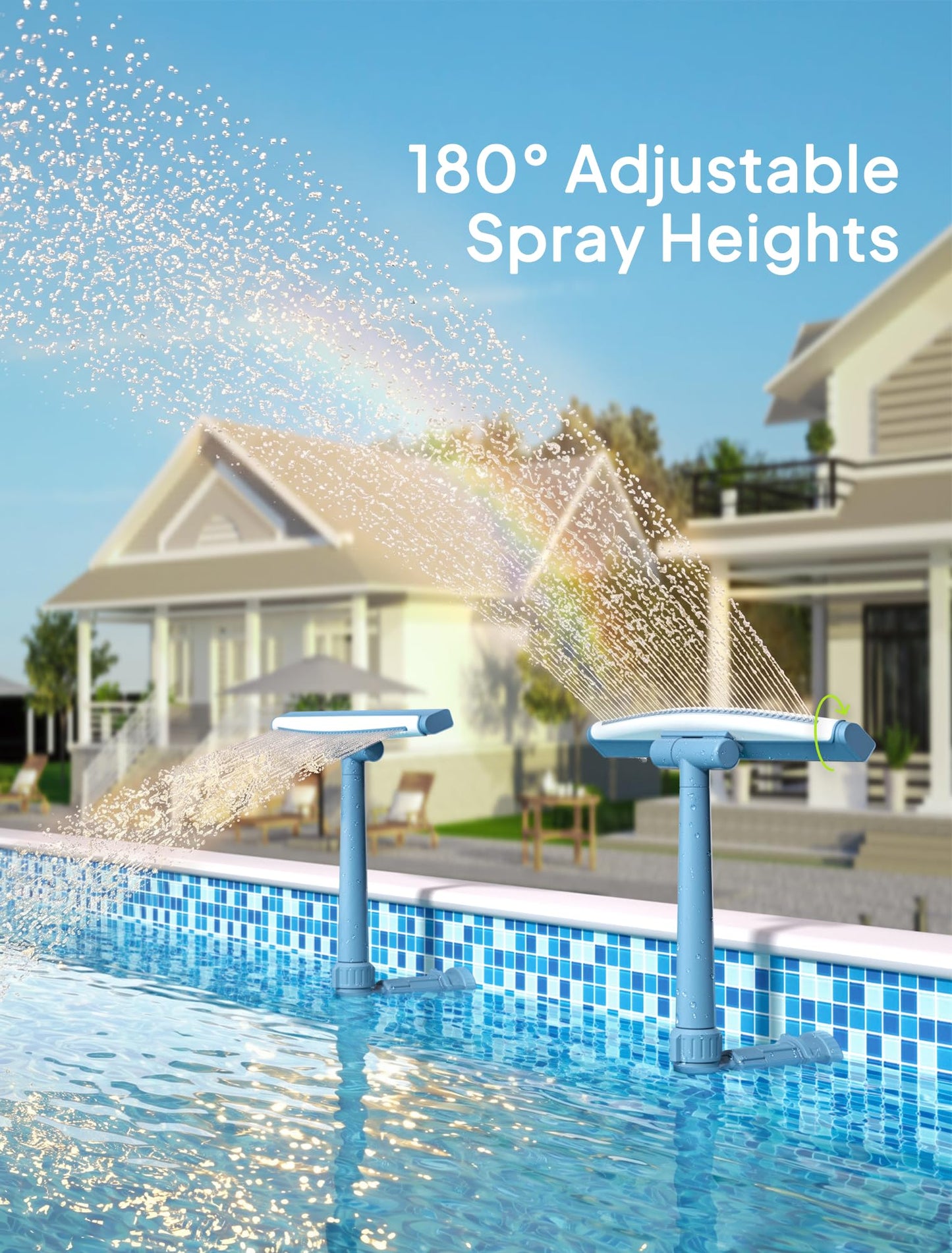 [Patented] POOLHOUR 2026 Upgrade Height Pool Fountain for Above Gound and Inground Pools, Adjustable Pool Sprinkler Fountain, Wide Width Spray Pool Waterfall, Cooling Swimming Pool Accessories
