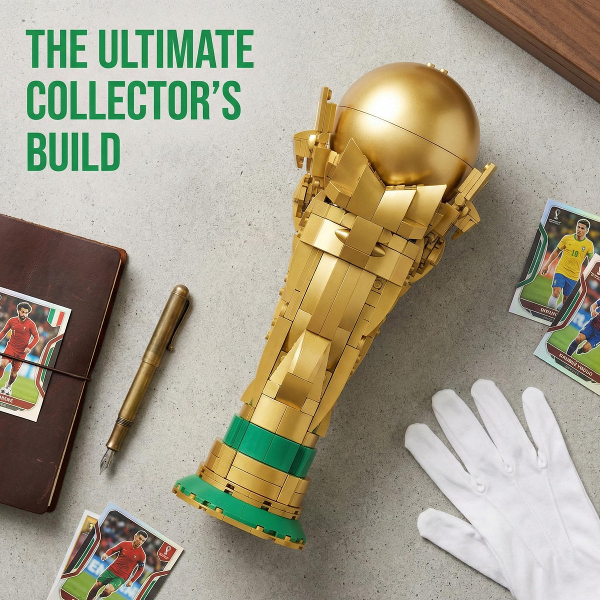 Lovinkiki Soccer Trophy Building Set - STEM Golden Footballl Cup Model for Display Iconic Gold Sports Desk, Home Decoration for Soccer Fans - 446PCS