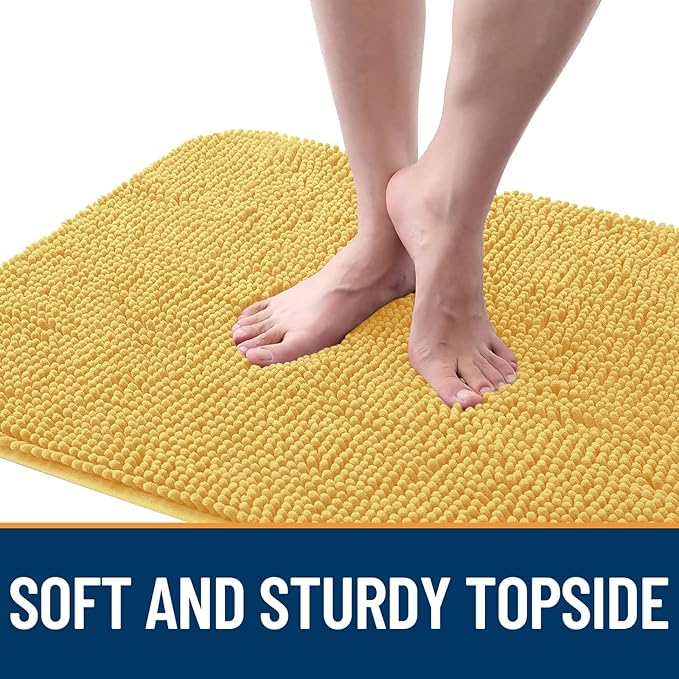 OLANLY Dog Door Mat for Muddy Paws 44x24, Absorbs Moisture and Dirt, Absorbent Non-Slip Washable Doormat, Quick Dry Chenille Mud Mat for Dogs, Entry Indoor Entryway Carpet for Inside Floor, Yellow