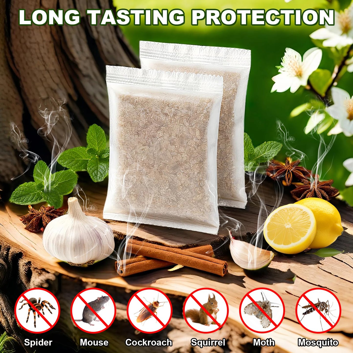 HLISIS 15 Pack Mouse Repellent Pouches, Peppermint Oil Repellent for Mice, Natural Rodent Repellent Pouches Effectively Repels Rodents, Mosquito, Spiders, and Other Pests, Indoor & Outdoor Use