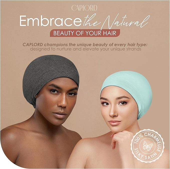 CAPLORD Satin Bonnet for Sleeping, Curly Hair Wrap Sleep for Men, Adjustable Silk Beanies for Women, Silk Hair Bonnet