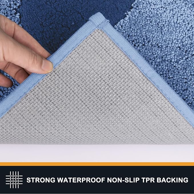 PURRUGS Dirt Trapping Door mat 24" x 35.5", Non-Skid/Slip Machine Washable Microfiber Entryway Rug, Dog Door Mat, Super Absorbent Welcome Mat for Muddy Wet Shoes and Paws, Light Blue