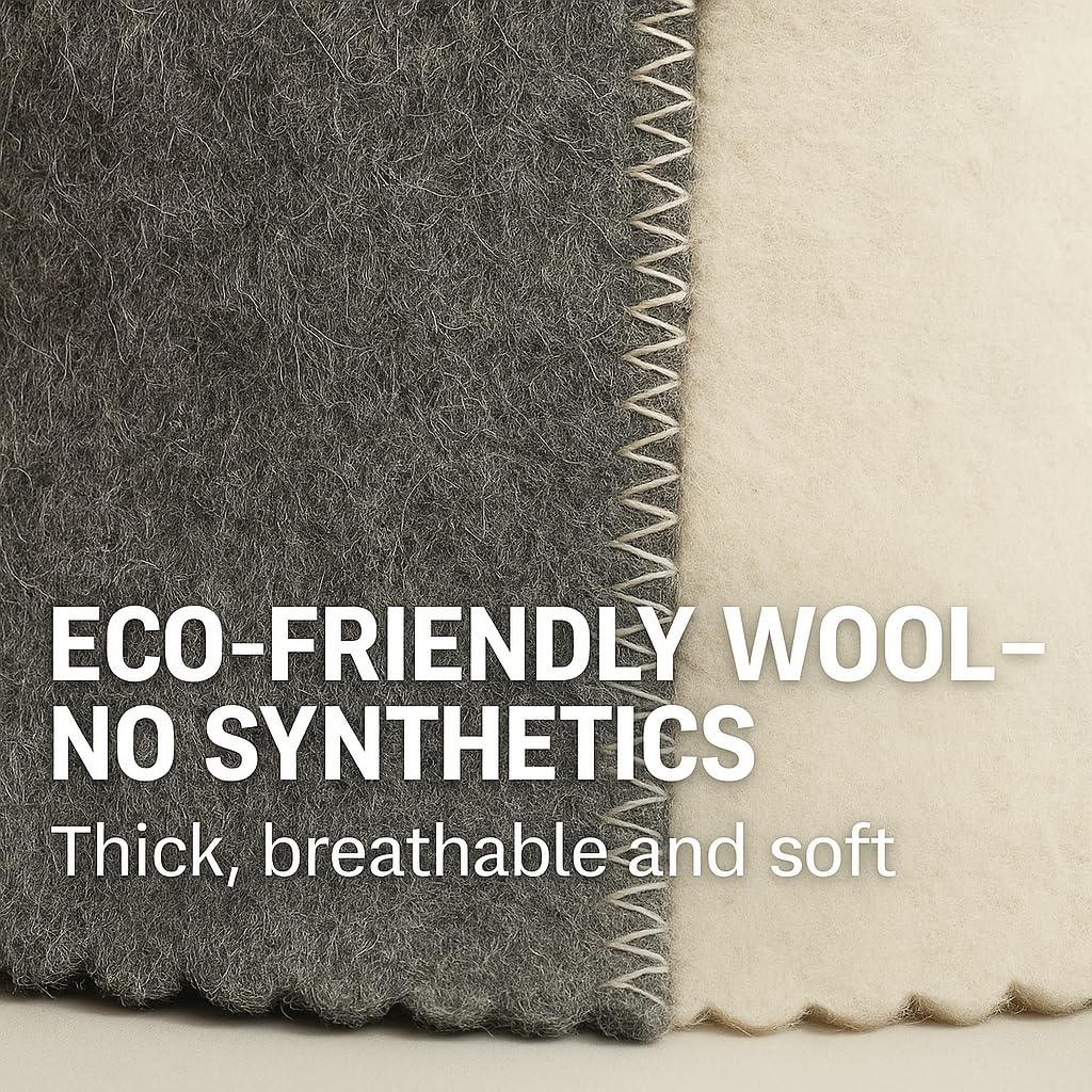 Premium Sauna Hat – 100% Natural Wool, Handmade Sauna Headwear for Men and Women – Eco-Friendly, Breathable, Insulating Hat for Sauna, Steam Room, Banya, and Bathhouse – One Size Fits All, Grey-Red