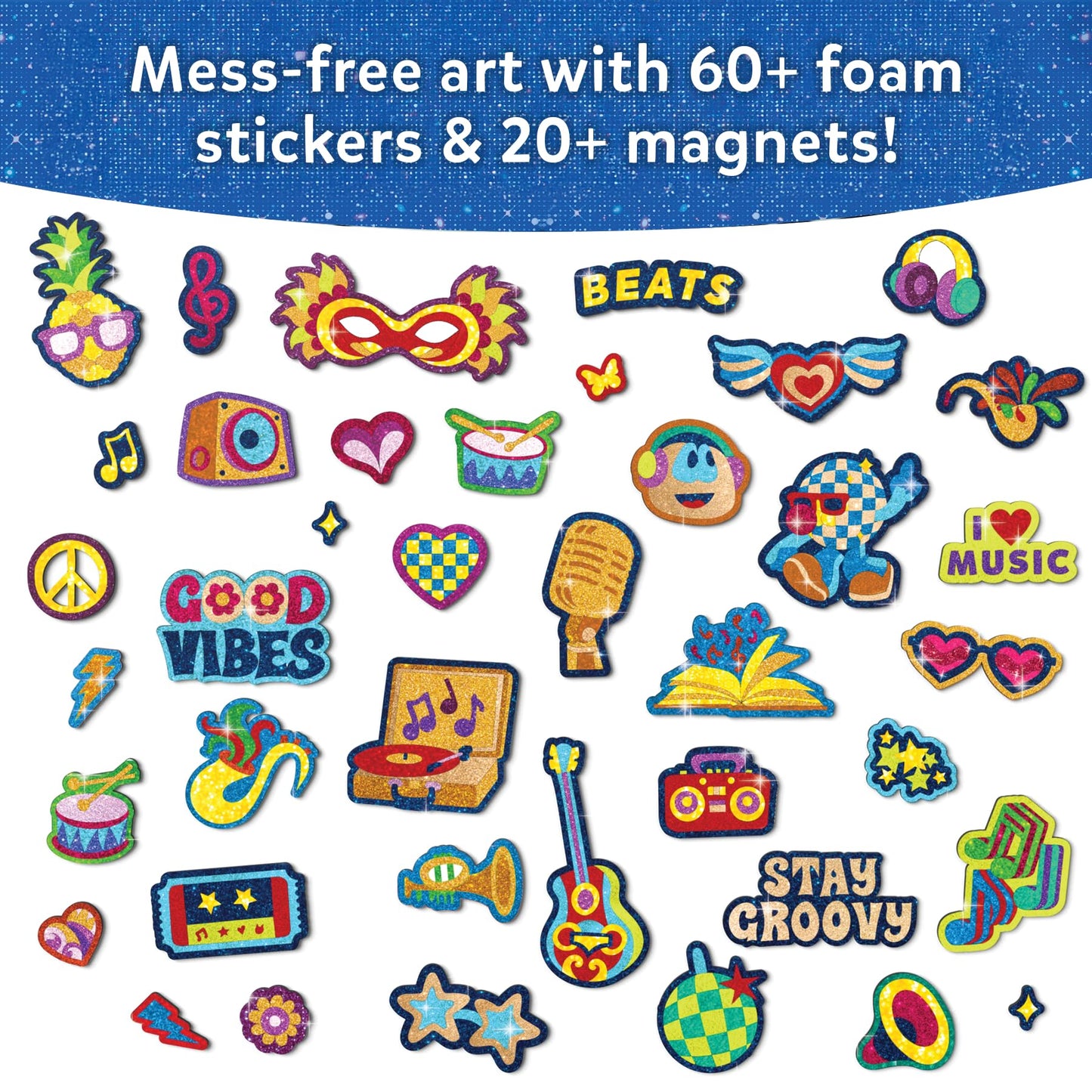 Skillmatics Foil Fun - Good Vibes, 20+ DIY Foil Art Magnets, Mess-Free Craft Kit, 60+ Foam Stickers, Creative Activity for Kids, Tweens, Teens (Ages 7-13), Adults, Gifts, Travel, Party Favor