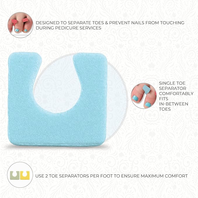 ForPro Sole Toe Separators, Assorted Colors, Individual Pedicure Toe Separators, 1” W x 1” L, 144-Count