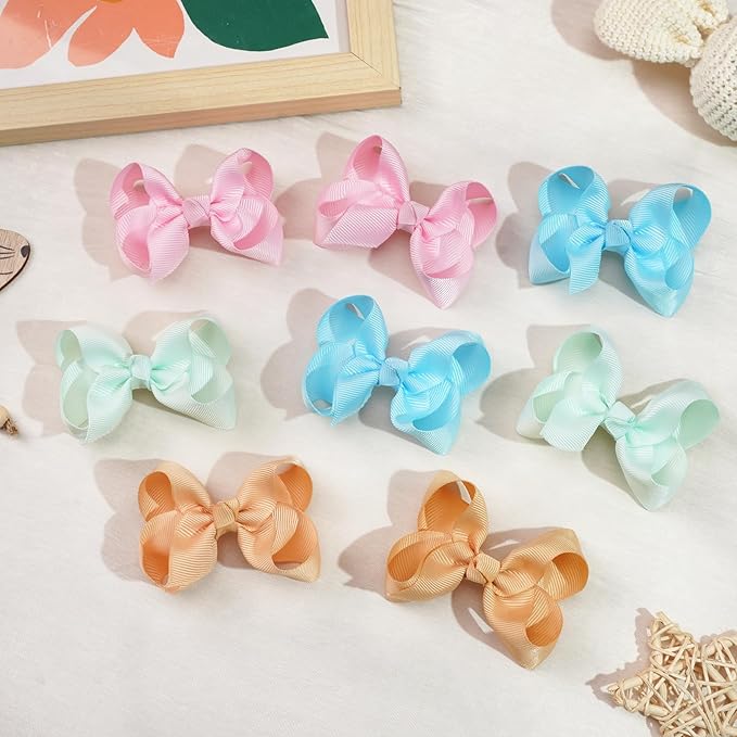 CÉLLOT 40 Pieces 3 Inch Hair Bows for Girls Clips Grosgrain Ribbon Boutique Hair Bow Alligator Clips For Girls Teens Toddlers Kids