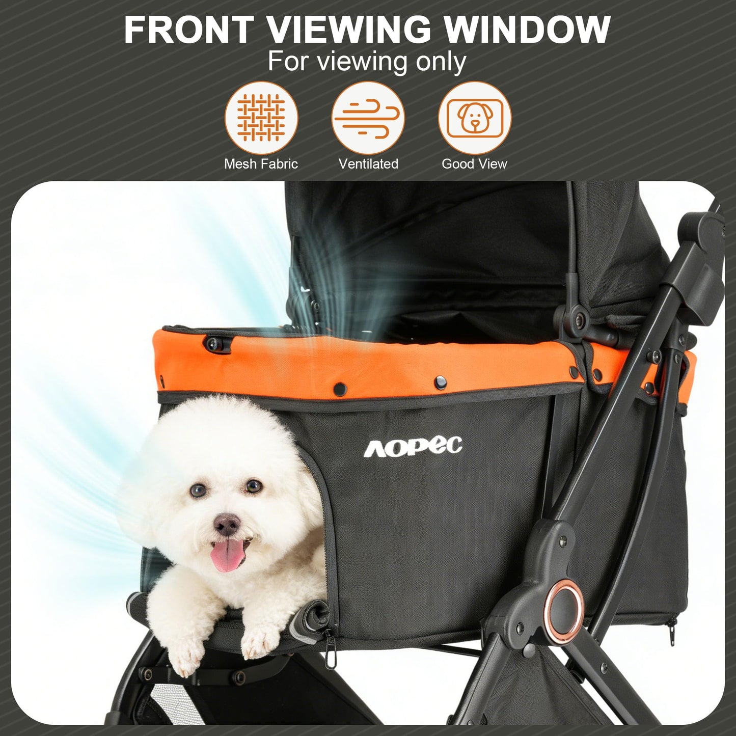 AOPEC Pet Stroller for Small Dogs & Cats – Easy One-Hand Fold, Supports Up to 35 lbs – Black