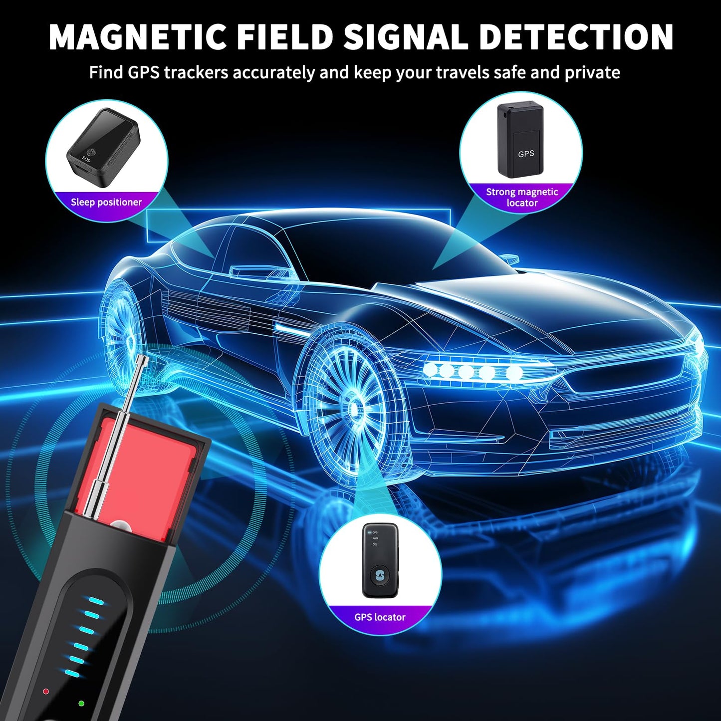 CoolMouse Hidden Camera Detector, 2026 AI Upgraded Spy Camera Finder, 5 Sensitivity Levels 4 Detection Modes, 25H Working Time, Signal Scanner Device Finder for Hotel Car Office Home Travel