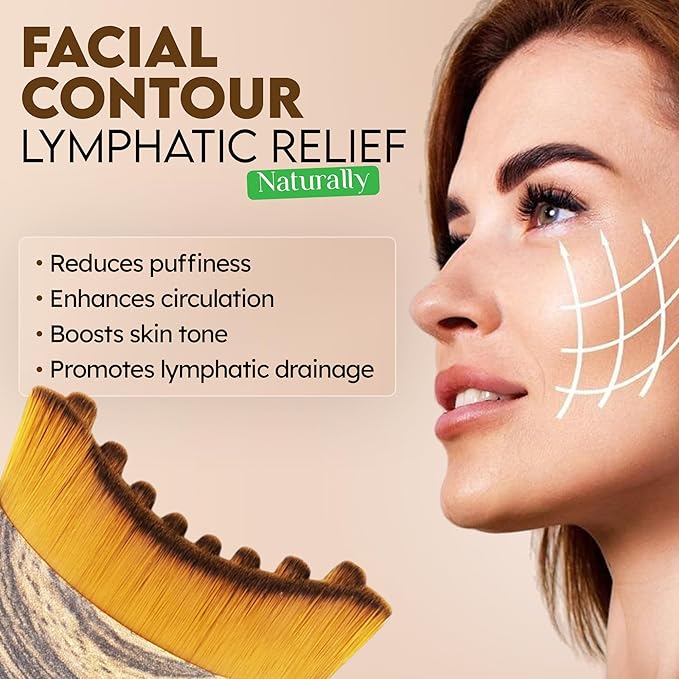 Lymphatic Contour Face Brush, Lymphatic Drainage Brush, Double Chin Reducer Lymphatic Drainage Massager Anti-Puffiness Ergonomic Facial Cleansing Brush for Sculpting