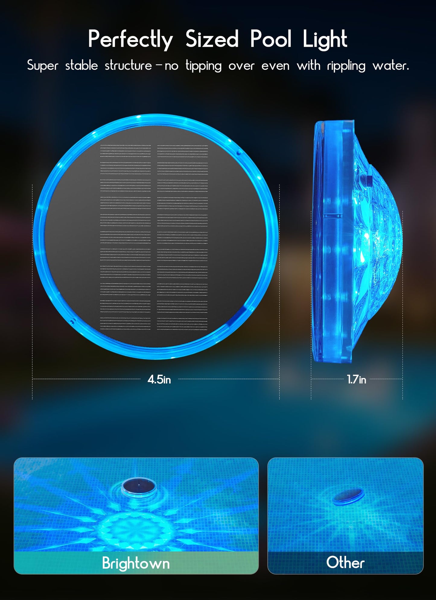 Floating-Solar-Pool-Lights 2 Pack, RGBWW 12 Lighting Modes, 3 Dimming & Timing IP68 Waterproof with Remote Control, Solar Floating Pool Lights for Above Ground Pools Inground Pools Accessories Bathtub