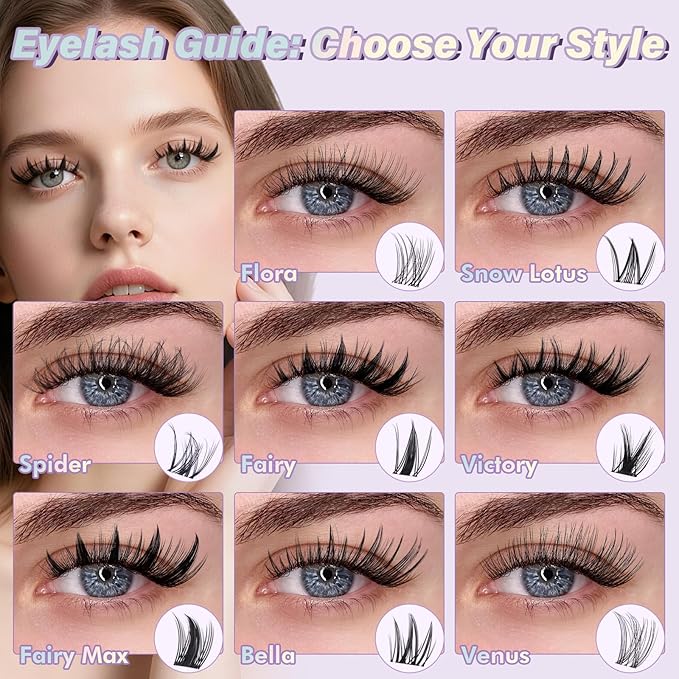 B&Q Spider Lash Clusters - DIY Eyelash Clusters at Home Natural Breeze Lash Extensions, 132pcs Individual Lashes with 0.3mm Invisible Band & Waterproof, Daily Gossip Girl Look Eyelashes(Spider 8-18mm)
