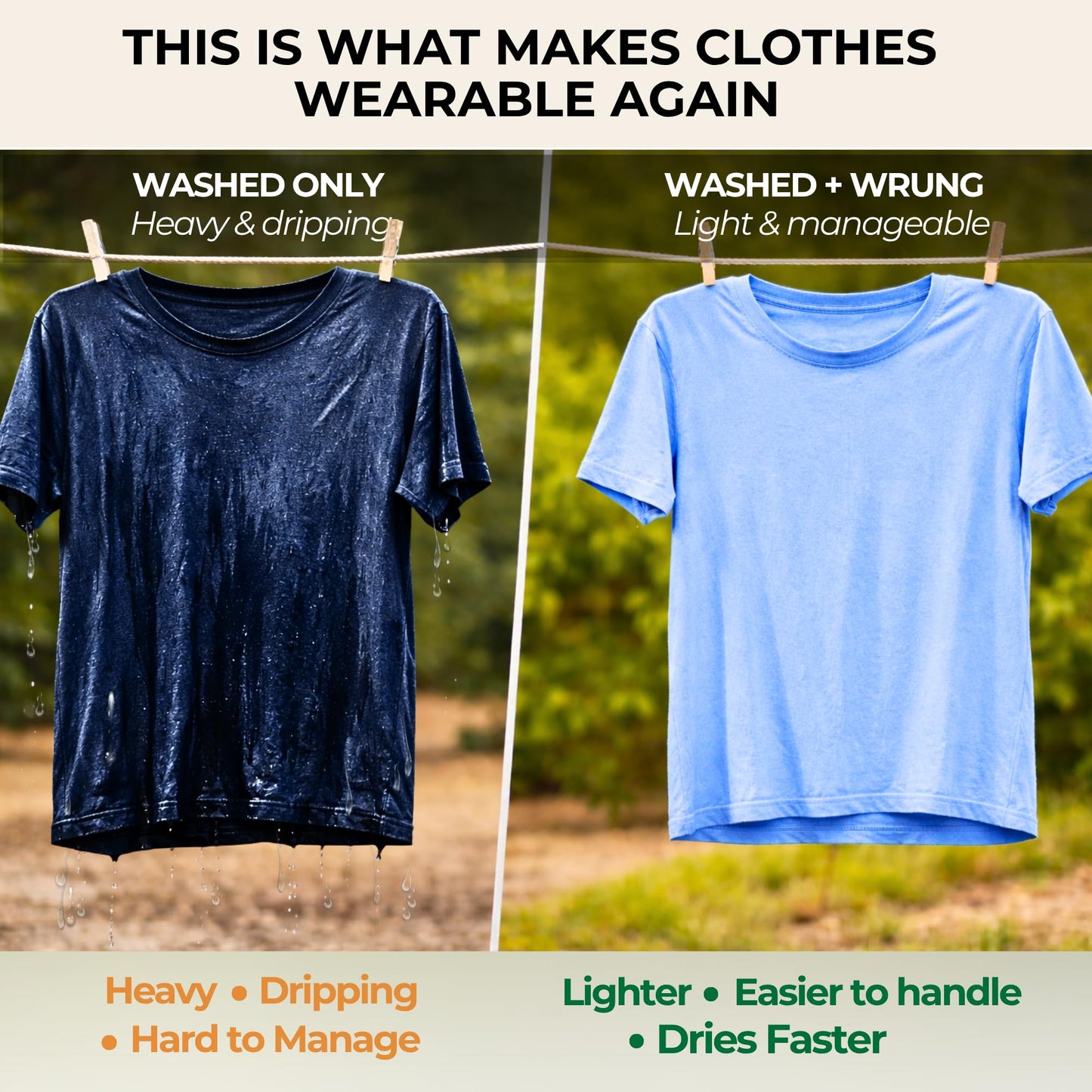 Dezitrek Ultra-Light Clothes Wringer – Manual Water Remover for Hand Washed Clothes, Speeds Up Air Drying for Camping, Caravan & Off-Grid Travel