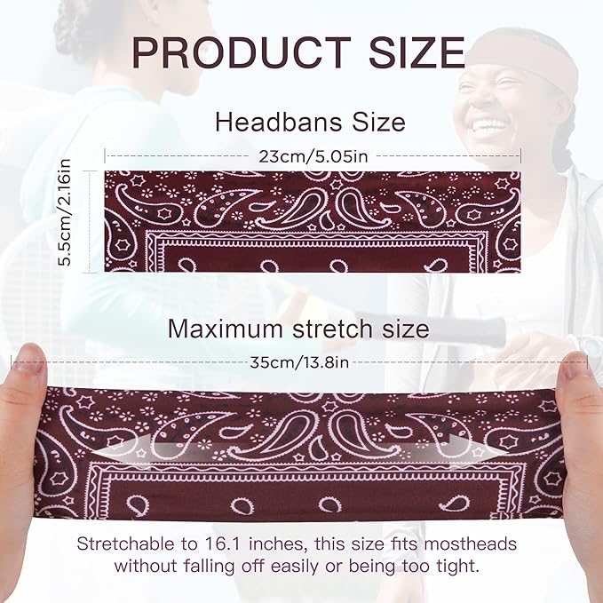 Ztomine 8 Pack Headbands for Women Non Slip - Stylish Sports Hair Bands for Women's Hair - Soft Cotton Cloth Stretchy Headbands for Women for Yoga, Outdoor Exercise Running