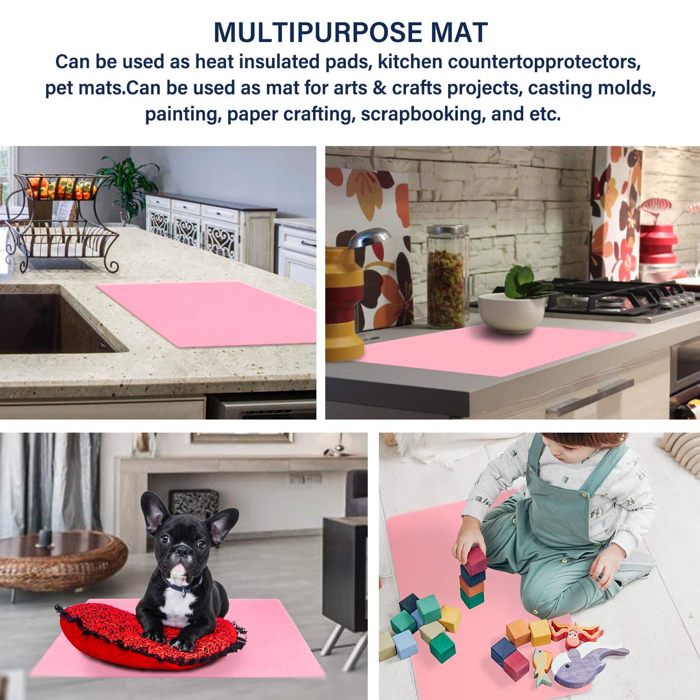 Gartful 23.6 x15.7 inch Resin Silicone Mats, X-Large Silicone Sheets for Jewelry Casting Molds, Nail Art, Acrylic Pouring, Nonstick Table Protector, Multipurpose Mat, Pink, Set of 2