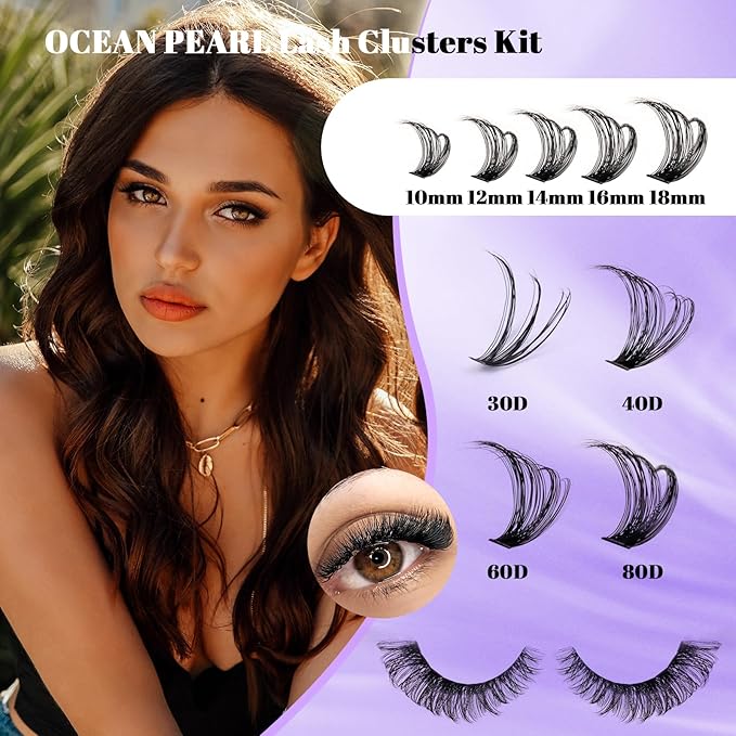 Lash Clusters 560 Pcs 30D 40D 60D 80D Eyelash Clusters 10-18mm Individual Lashes Thick Volume DIY Eyelash Extension Thin Band Eyelashes Cluster Extensions Soft False Eyelashes at Home-30+40+60+80D