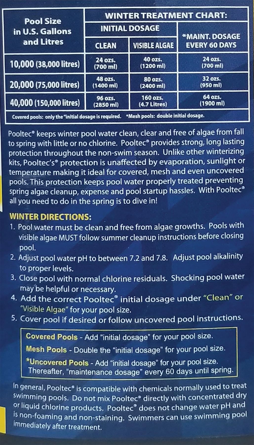 EASYCARE 30128 Pooltec Algaecide, Clarifier and Chlorine Salt Cell Booster, 128 Fl. Oz Bottle