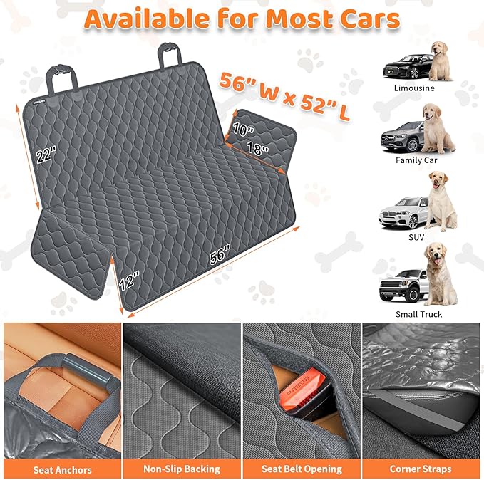 URPOWER Dog Car Seat Cover for Back Seat - Waterproof Car Seat Protector for Child Carseat & Pets, Nonslip Car Seat Covers for Cars, SUVs & Small Trucks