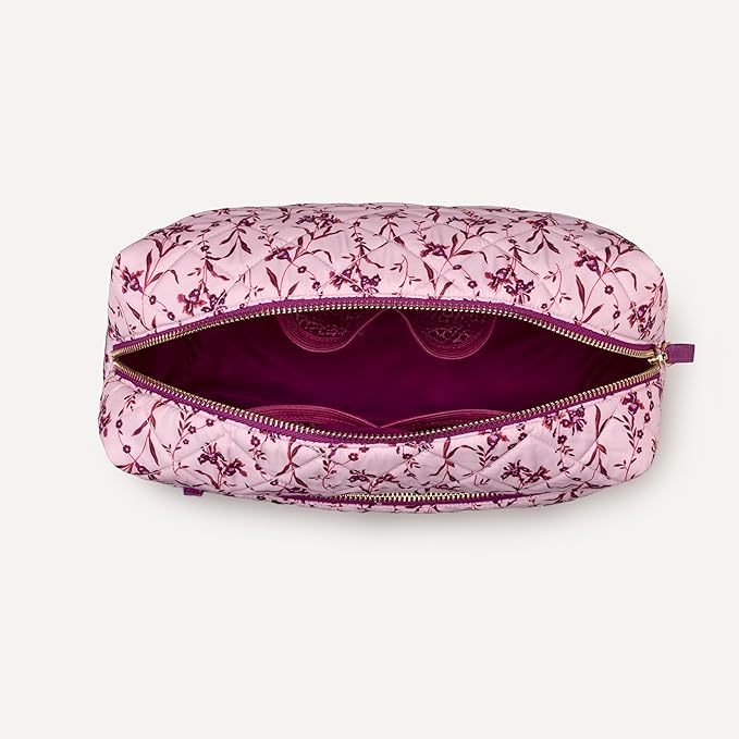 Amazon Essentials Women's Quilted Travel Makeup Bag with Mesh Compartments