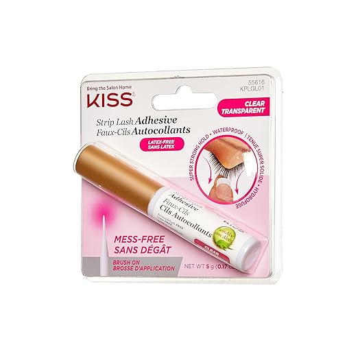 KISS Lash Adhesive, Lash-Glue, 24hr Strip Eyelash Adhesive, Clear, Includes Lash-Adhesive, Long Lasting Wear, Can Be Used with Strip Lashes and Lash Clusters (Pack of 2)