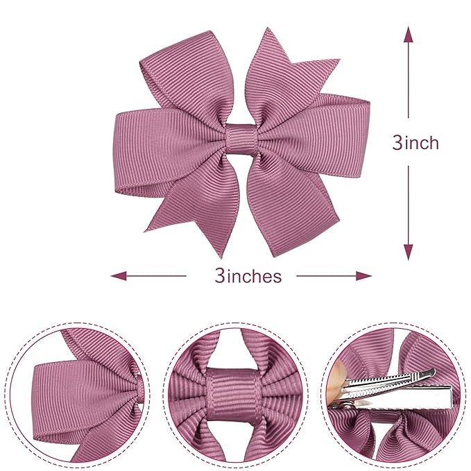 CÉLLOT 40PCS 3 Inch Boutique Grosgrain Ribbon Pinwheel Hair Bows Alligator Clips for Baby Girls Toddlers Accessories Teens In Pairs(Pastel Colors)
