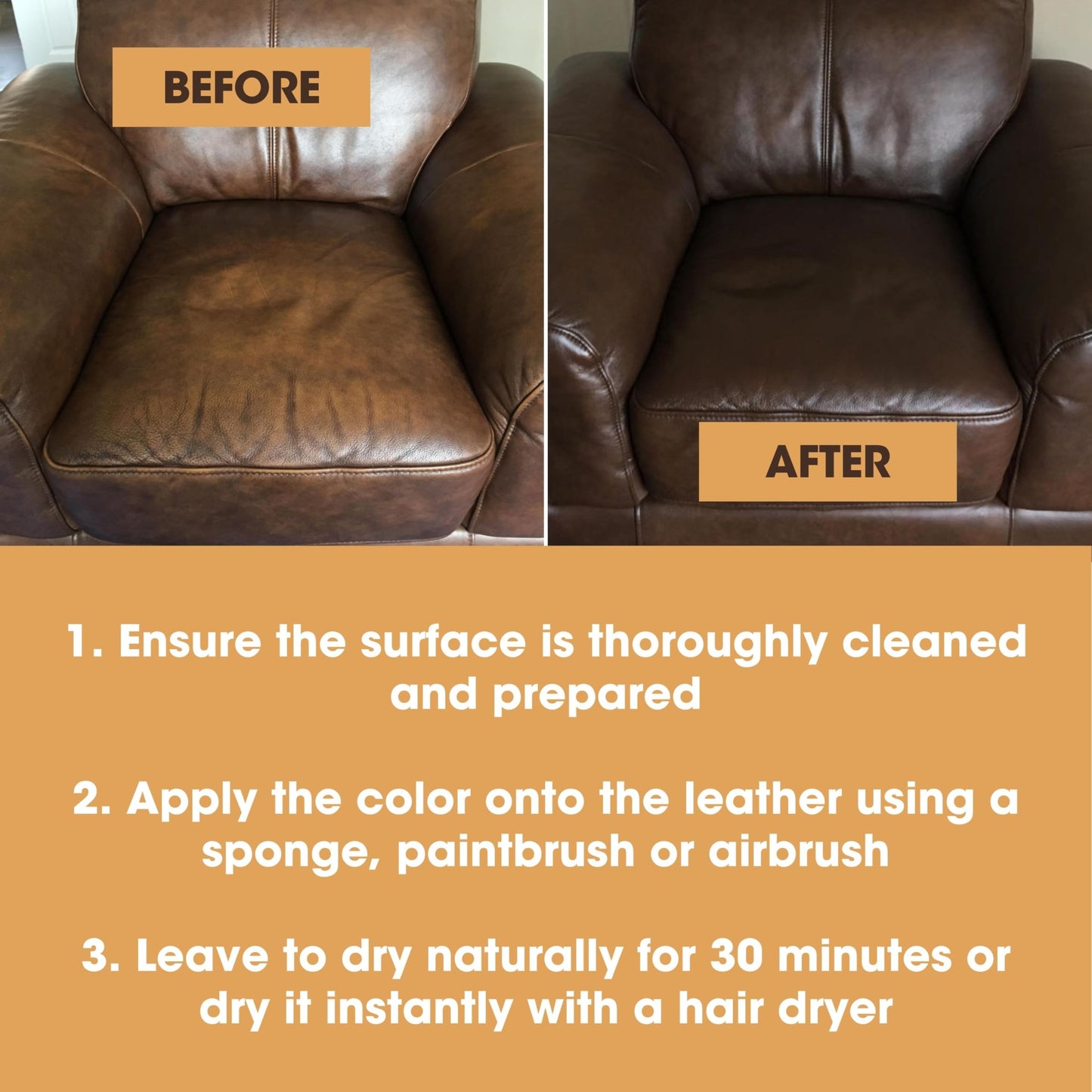 Furniture Clinic Leather Repair Paint | 2-in-1 Seal and Color | Use on Scratches, Tears, and Holes in Car Seats, Furniture | Quick and Easy Leather Repair Kit for Furniture (Light Grey, 500ml / 17oz)