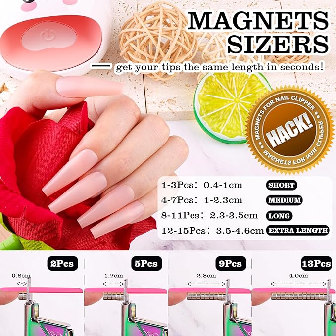 Chameleon Premium Nail Clippers with Magnets Sizers for Acrylic Nails, Artificial Fake Nail False Nail Tip Cutter Trimmer Manicure Pedicure Sharp Blade Clip Tool For Salon Home Art Beauty