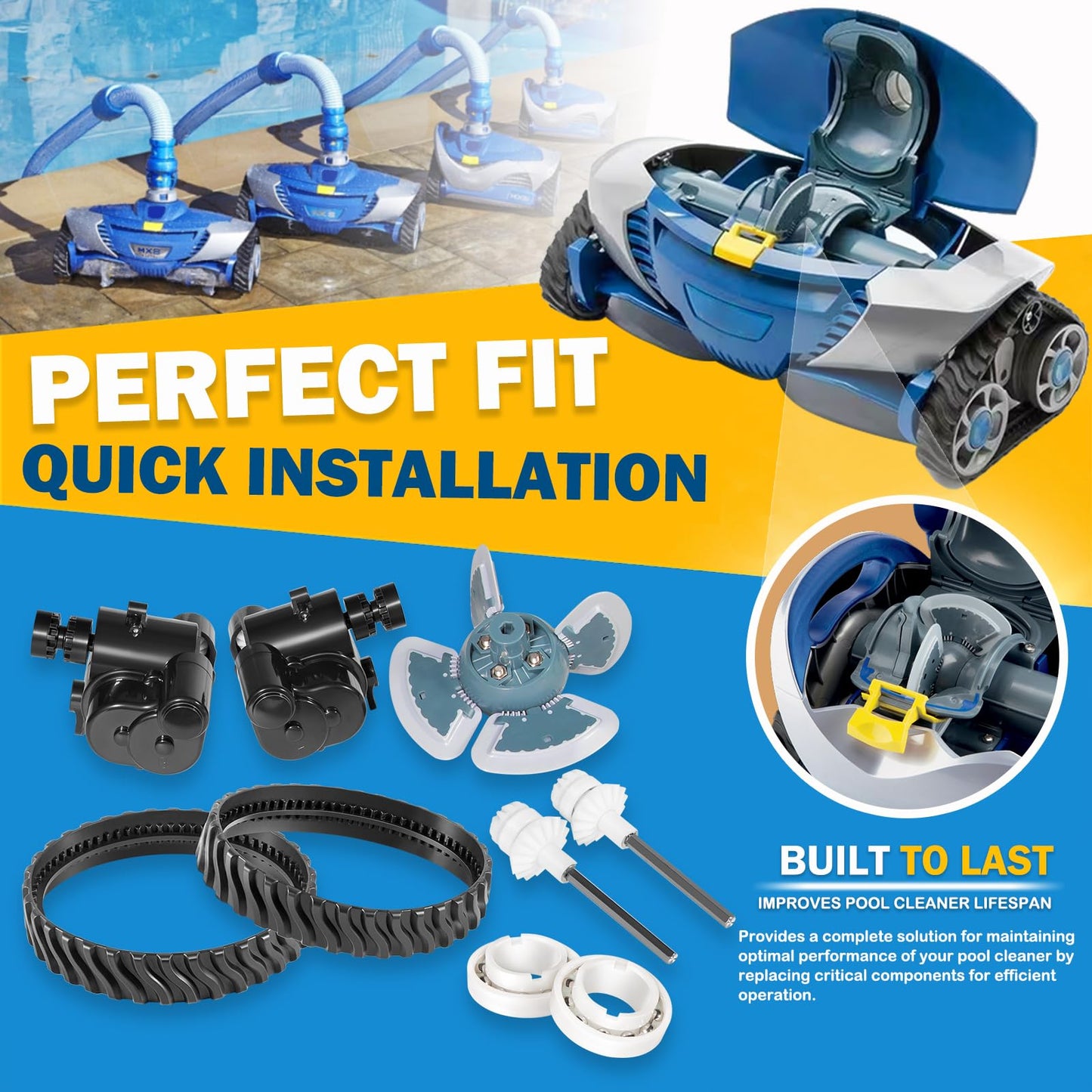 Replacement Tune-Up Kit Fit forZodiac MX6 MX8 MX6EL MX8EL Pool Cleaners , Bearings & Control Devices – R0525100 R0526100 R0527000 R0524700 R0524800 R0524900 , Complete Pool Cleaner Tune-Up Kitt