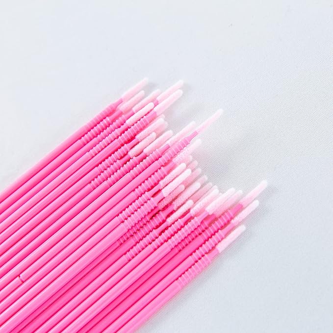 i-Laesh 200 pcs Micro Brushes - Microswabs for Eyelash Extensions - Applicators Brush for Lash Mascara Wand, Eye Dental Lashes, Eyebrow, and Personal Care - Pink (Replacement - Pro Grip)