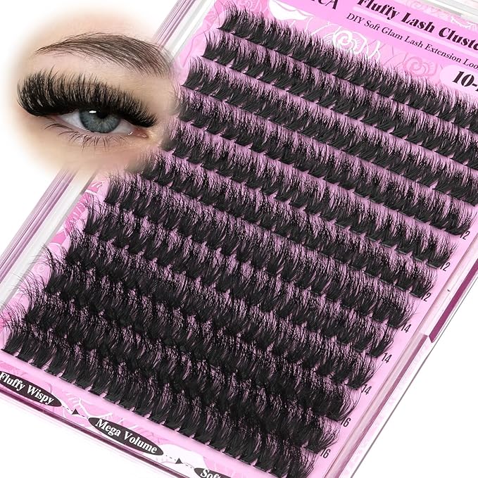 200D Volume Lash Clusters 10-16mm Wispy Eyelash Clusters Fluffy Cluster Eyelash Extensions D Curl Individual Lashes DIY Wearable Lash Extension by Yawamica