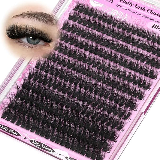 200D Volume Lash Clusters 10-16mm Wispy Eyelash Clusters Fluffy Cluster Eyelash Extensions D Curl Individual Lashes DIY Wearable Lash Extension by Yawamica