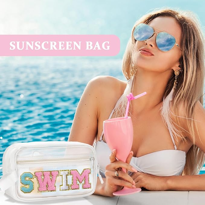 COSHAYSOO Clear SWIM Bag Waterproof Valentines Grab Bag Gifts for Women Teen Girls Swimmer Team Coach, Swimming Pool Accessories Organizer Transparent Makeup Toiletry Bag Beach Travel Cosmetic Pouch