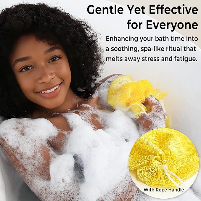 African Net Sponge Authentic - 2 Pieces Exfoliating Body Scrubber Bath Sponge York&Slate - Back Scrubber Washcloth for Shower - Real African Scrub Exfoliator Body Care Bathing Accessorie